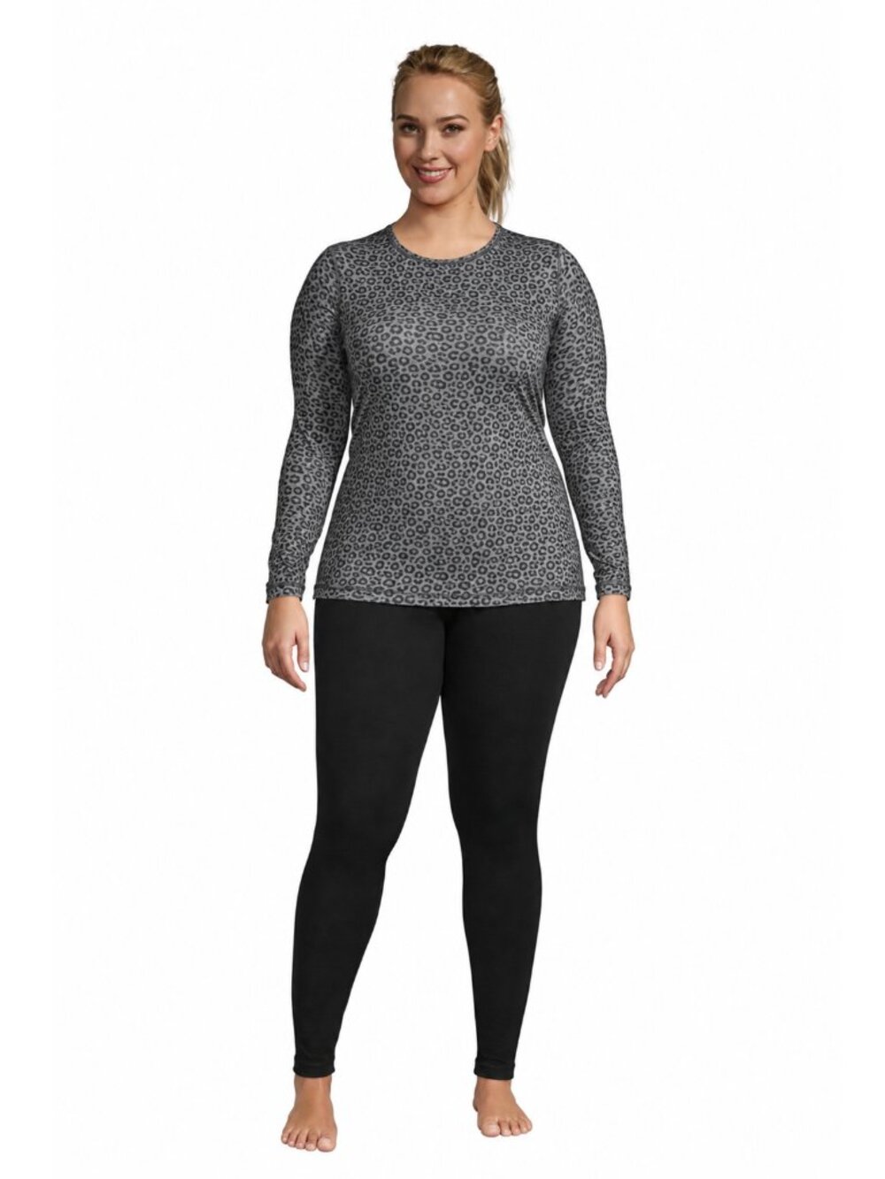 2/$30 Lands' End Thermaskin Heat Pants Black Large #A4381